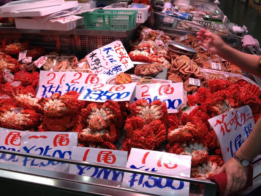 和商市場は海鮮物がたくさん売られていました。